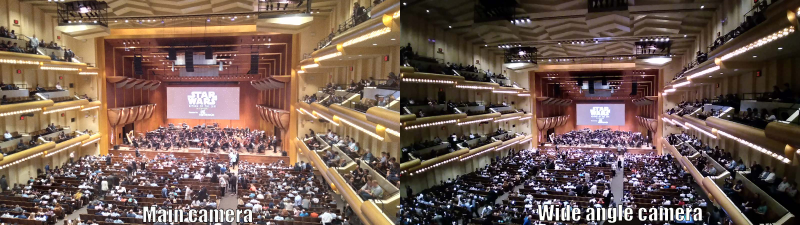 Neither of these pictures are very good , but check out how much darker the wide angle camera’s pic is in the exact same conditions. (Click to enlarge)